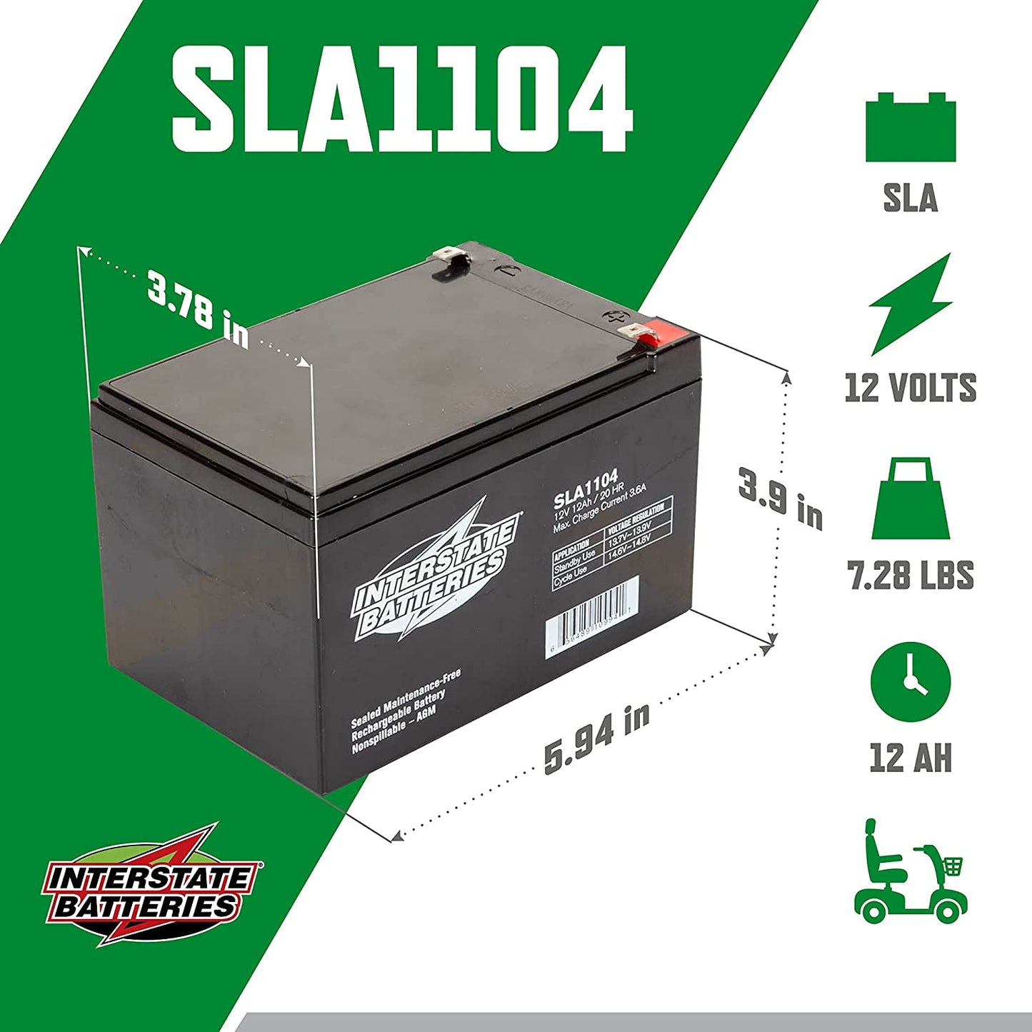 Interstate Battery - SLA1104 - 12 volt 12 amp