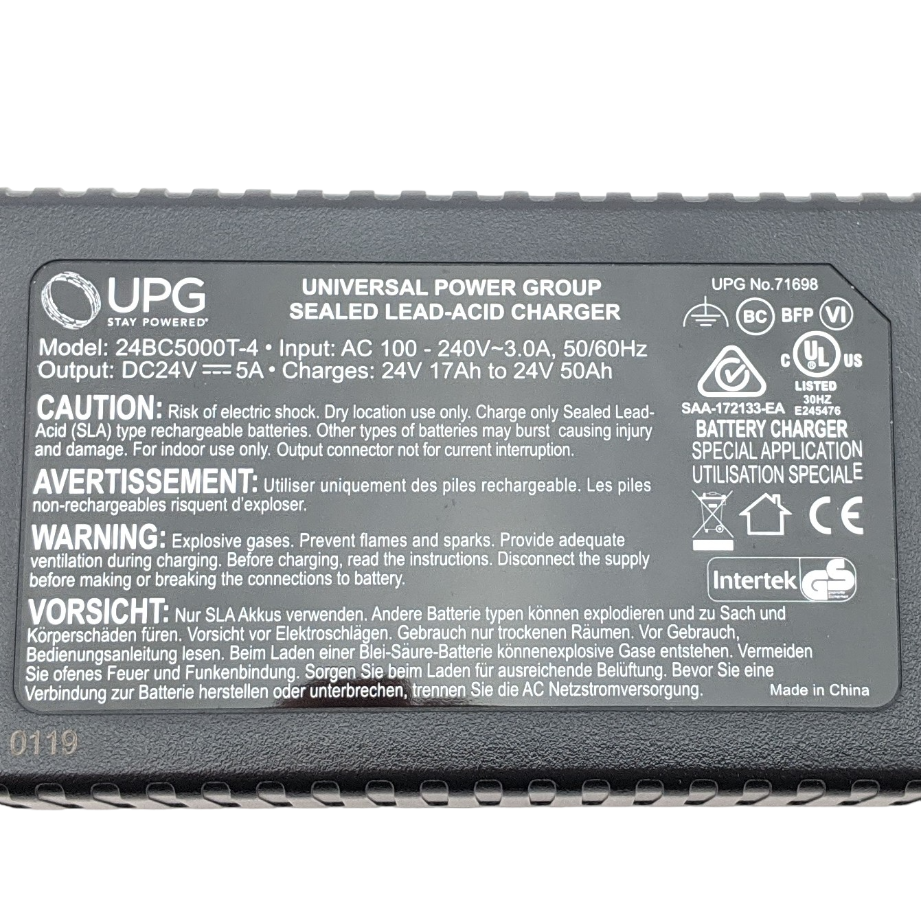 UPG - Charger 24 volt 5 amp - 24BC5000T-4 - 71698 - ELE1803474